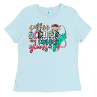 Baby Blue coffee scrubs and rubber gloves Ladies Tee - CowGirlArtShop