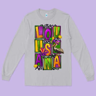 Mardi Gras Louisiana Long Sleeve Tee Designed By Fadigitalartstudio