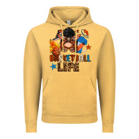 Vintage Mustard basketball life messy bun Vintage Hoodie - FaDigitalArtStudio