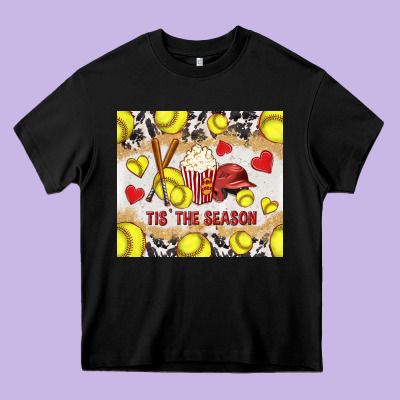 Tis' The Season Softball With Cowhide Tumbler Tbs Heavy Core Tee Designed By Tumblerdesignbyshophia