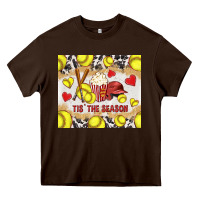 Chocolate Brown tis' the season softball with cowhide tumbler tbs Heavy Core Tee - TumblerDesignByShophia
