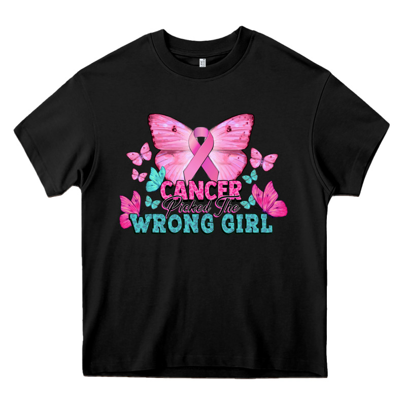 Cancer Picked The Wrong Girl Cancer Awareness Heavy Core Tee by HowdyJamesFarm | Teevron