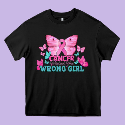Cancer Picked The Wrong Girl Cancer Awareness Heavy Core Tee Designed By Howdyjamesfarm