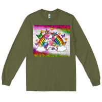 Army Green LGBTQ Dabbbing Unicorn And Rainbow Tumbler Long Sleeve Tee - BundleAndBundleShop