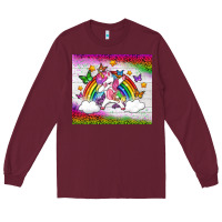 Burgundy LGBTQ Dabbbing Unicorn And Rainbow Tumbler Long Sleeve Tee - BundleAndBundleShop