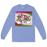Colony Blue LGBTQ Dabbbing Unicorn And Rainbow Tumbler Long Sleeve Tee - BundleAndBundleShop