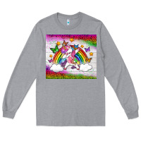 Heather Grey LGBTQ Dabbbing Unicorn And Rainbow Tumbler Long Sleeve Tee - BundleAndBundleShop