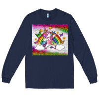 Navy LGBTQ Dabbbing Unicorn And Rainbow Tumbler Long Sleeve Tee - BundleAndBundleShop