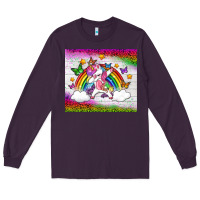 Plum LGBTQ Dabbbing Unicorn And Rainbow Tumbler Long Sleeve Tee - BundleAndBundleShop