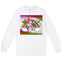White LGBTQ Dabbbing Unicorn And Rainbow Tumbler Long Sleeve Tee - BundleAndBundleShop