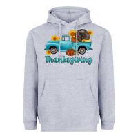 Heather Grey thanksgiving truck turkey Heavyweight Hoodie - AdoDesignShop