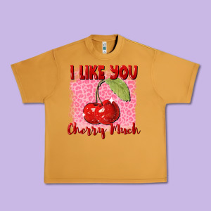 I Like You Cherry Much Valentine's Day Urban Heavy Tee Designed By Fadigitalartstudio