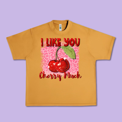 I Like You Cherry Much Valentine's Day Urban Heavy Tee Designed By Fadigitalartstudio