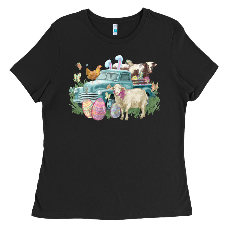 Easter Truck Farm Animals Easter Day Ladies Tee by HowdyJamesFarm | Teevron