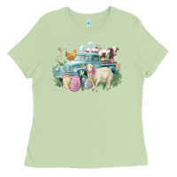 Matcha Easter truck farm animals Easter Day Ladies Tee - HowdyJamesFarm