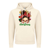 Vintage Artic Christmas Messy Bun With Gingerbread Man Vintage Hoodie - BundleAndBundleShop