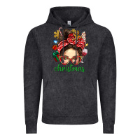 Vintage Black Christmas Messy Bun With Gingerbread Man Vintage Hoodie - BundleAndBundleShop