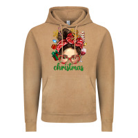Vintage Camel Christmas Messy Bun With Gingerbread Man Vintage Hoodie - BundleAndBundleShop