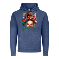 Vintage Denim Christmas Messy Bun With Gingerbread Man Vintage Hoodie - BundleAndBundleShop
