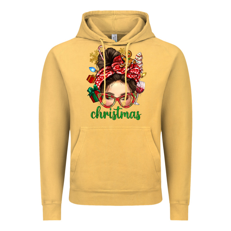 Christmas Messy Bun With Gingerbread Man Vintage Hoodie by BundleAndBundleShop | Teevron