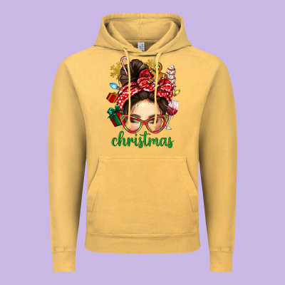 Christmas Messy Bun With Gingerbread Man Vintage Hoodie Designed By Bundleandbundleshop
