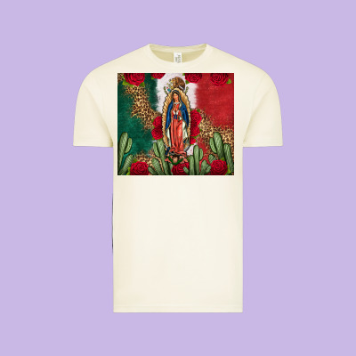 Our Lady Of Guadalupe Mexican Flag Roses Cactus Vintage Tee Designed By Fadigitalartstudio