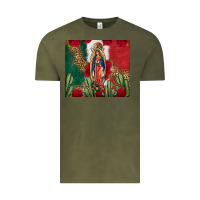 Vintage Olive Our Lady Of Guadalupe Mexican Flag Roses Cactus Vintage Tee - FaDigitalArtStudio