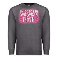Charcoal Heather in october we wear pink leopard glitter Premium Sweatshirt - AdoDesignShop
