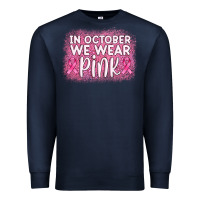 Navy in october we wear pink leopard glitter Premium Sweatshirt - AdoDesignShop
