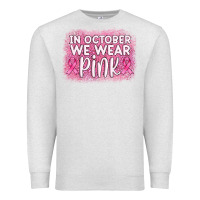 Oatmeal Heather in october we wear pink leopard glitter Premium Sweatshirt - AdoDesignShop
