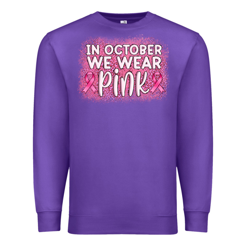 In October We Wear Pink Leopard Glitter Premium Sweatshirt by AdoDesignShop | Teevron