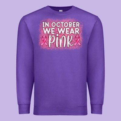 In October We Wear Pink Leopard Glitter Premium Sweatshirt Designed By Adodesignshop