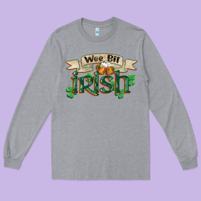 Wee Bit Irish St Patrick's Day Long Sleeve Tee Designed By Fadigitalartstudio