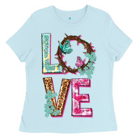 Baby Blue Love crown of the thorns Easter Day Ladies Tee - HowdyJamesFarm