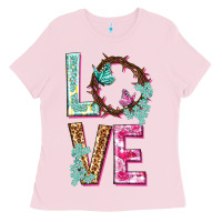 Bubblegum Pink Love crown of the thorns Easter Day Ladies Tee - HowdyJamesFarm