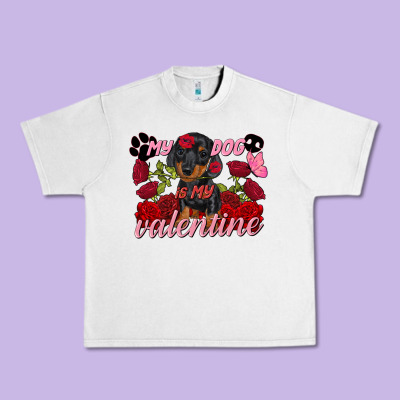 My Dog Is My Valentine's Day Urban Heavy Tee Designed By Fadigitalartstudio