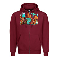 Burgundy lpn fall nurse with Zipper Hoodie - AdoDesignShop