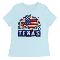 Baby Blue texas 4th of july Ladies Tee - CowGirlArtShop
