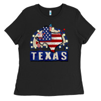 Black texas 4th of july Ladies Tee - CowGirlArtShop