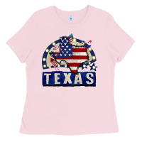Bubblegum Pink texas 4th of july Ladies Tee - CowGirlArtShop