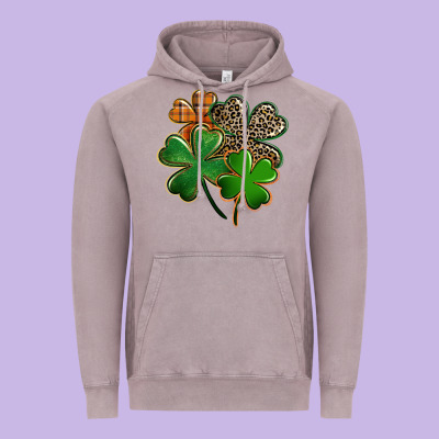 Leopard Shamrock Vintage Hoodie Designed By Fadigitalartstudio