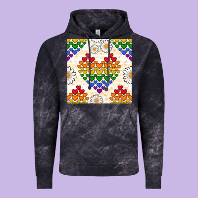 Pride Lgbtq Hearts And Daisy Seamless Pattern Vintage Hoodie Designed By Bundleandbundleshop
