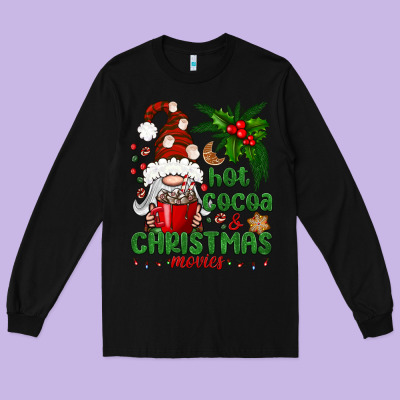 Hot Cocoa And Christmas Movie Long Sleeve Tee Designed By Bundleandbundleshop
