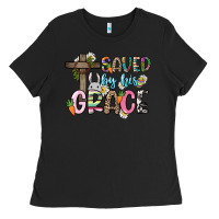 Black Saved by his grace Easter Day Ladies Tee - HowdyJamesFarm