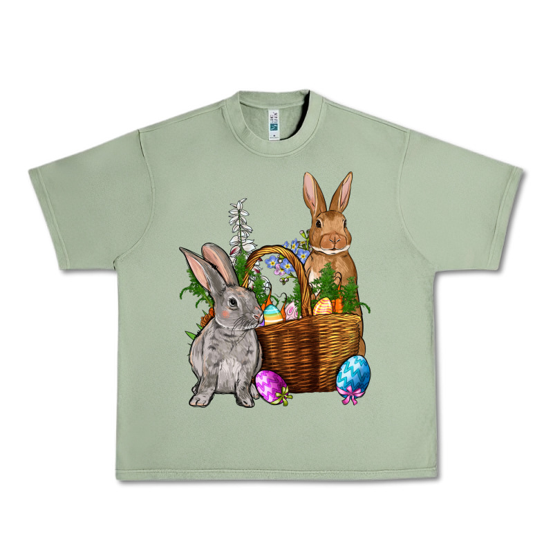 Bunnys Carrots Eggs With Basket Easter Urban Heavy Tee by OliviaCreatesArt | Teevron