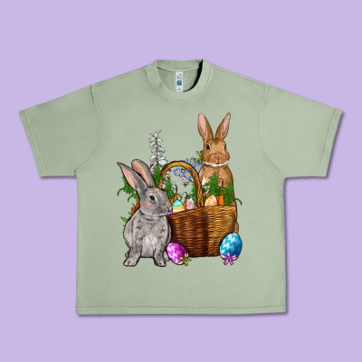 Bunnys Carrots Eggs With Basket Easter Urban Heavy Tee Designed By Oliviacreatesart