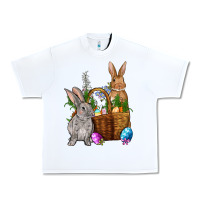 White Bunnys carrots eggs with basket easter Urban Heavy Tee - OliviaCreatesArt