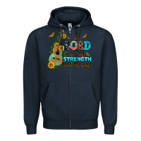 Navy the lord is my strength and my song guitar with su Zipper Hoodie - AdoDesignShop