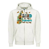 Oatmeal Heather the lord is my strength and my song guitar with su Zipper Hoodie - AdoDesignShop
