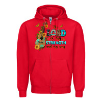Red the lord is my strength and my song guitar with su Zipper Hoodie - AdoDesignShop